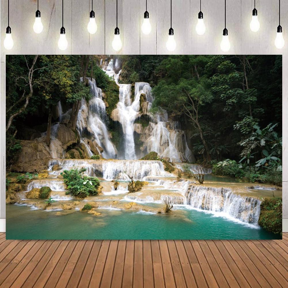 Forest Waterfall Photography Background Seaside Cave Natural Landscape Spring Summer Portrait shooting Home Decor Photo Backdrop8