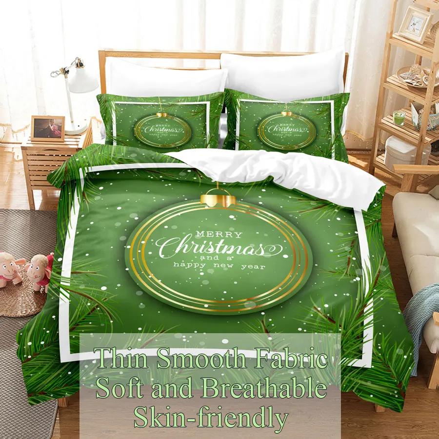 Comforter Christmas 200X200 Green King 3D Bedding Sets 3Pcs 2Pcs Single Double Bed Twin Full Size Thin Fabric