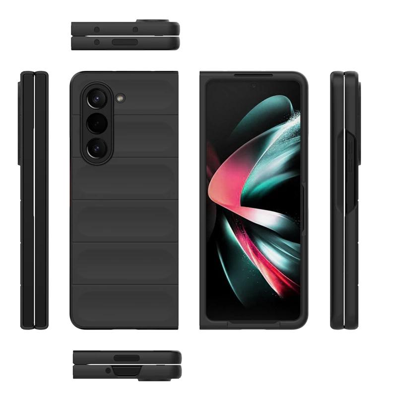 Для Samsung Galaxy Z Fold5 4 3 5g Задняя крышка Чехол для телефона Мягкий Жидкий Силикон Противоударный Бронезащитный Чехол Funda Coque