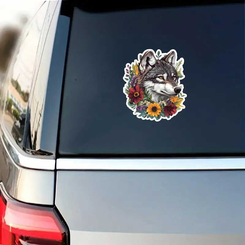 Car Stickers Flower Wolf Waterproof Vinyl Decals Auto Body Window Bumper Decor Motorcycle Helmet Stickers TM312