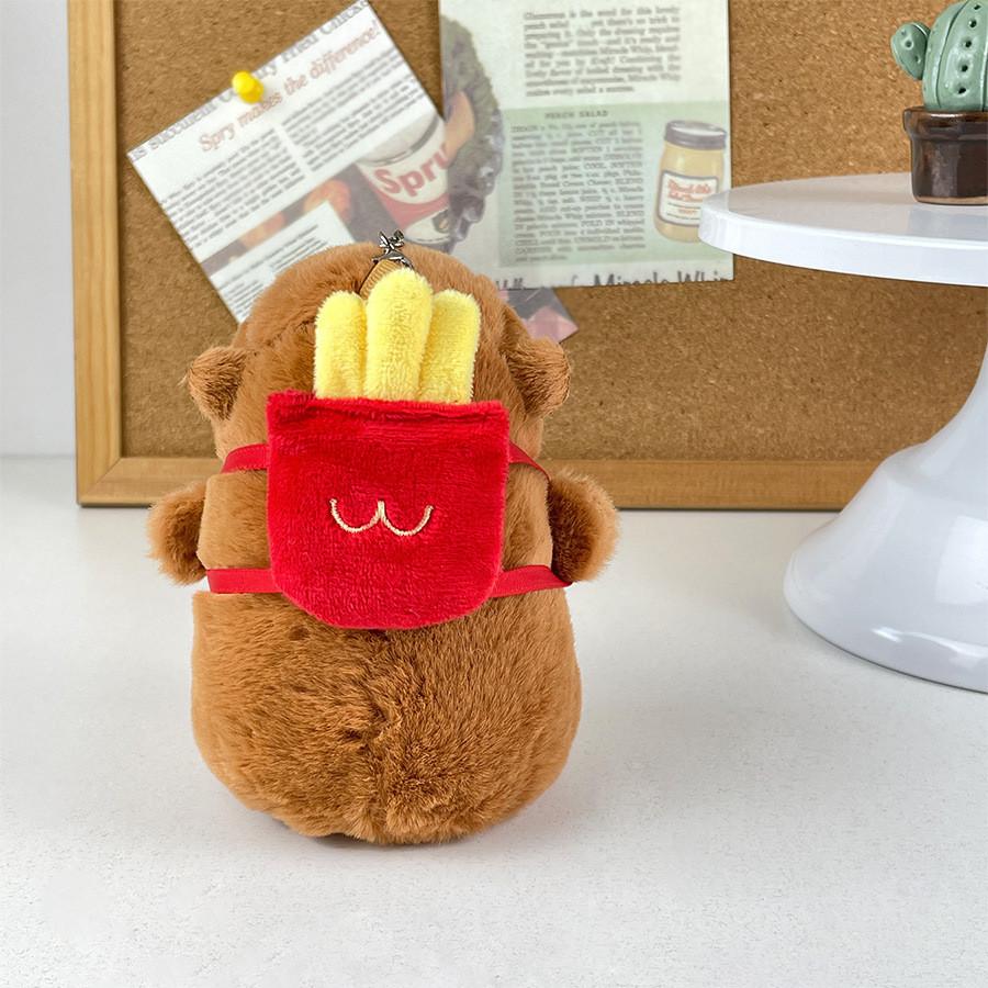 Capybara Cute Creative French Fries Plush Keychain Adorable Backpack Toy For Kids
