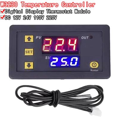 W3230 DC 12V 24V 110V 220V AC цифровой регулятор температуры светодиодный дисплей термостат с переключателем нагрева и охлаждения NTC датчик