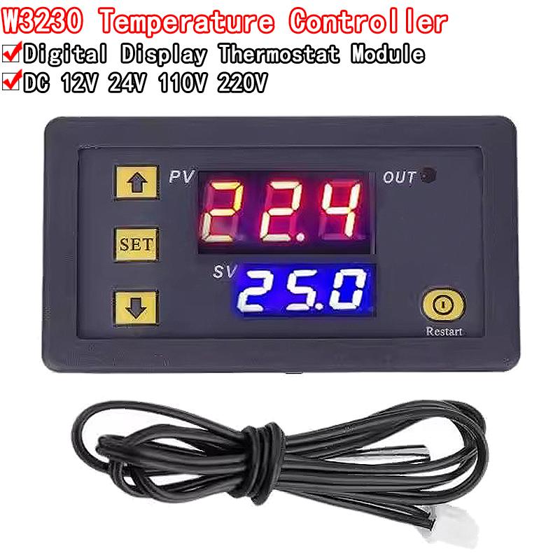 W3230 DC 12V 24V 110V 220V AC цифровой регулятор температуры светодиодный дисплей термостат с переключателем нагрева и охлаждения NTC датчик