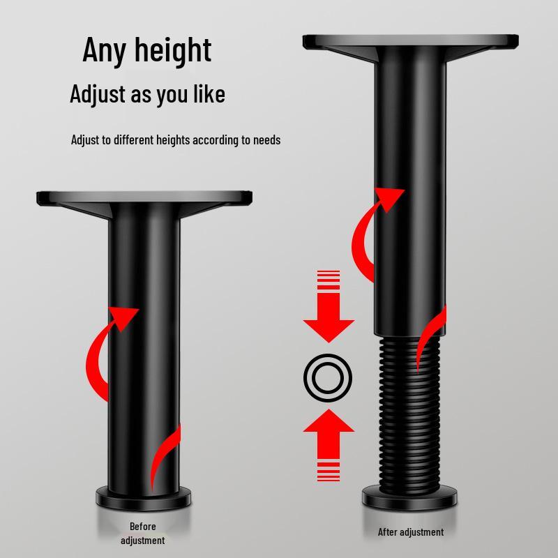 Регулируемые черные ножки-опоры для цоколя мебели - дивана, стола, шкафа, журнального столика и кронштейны для увеличения высоты с подпятниками.
