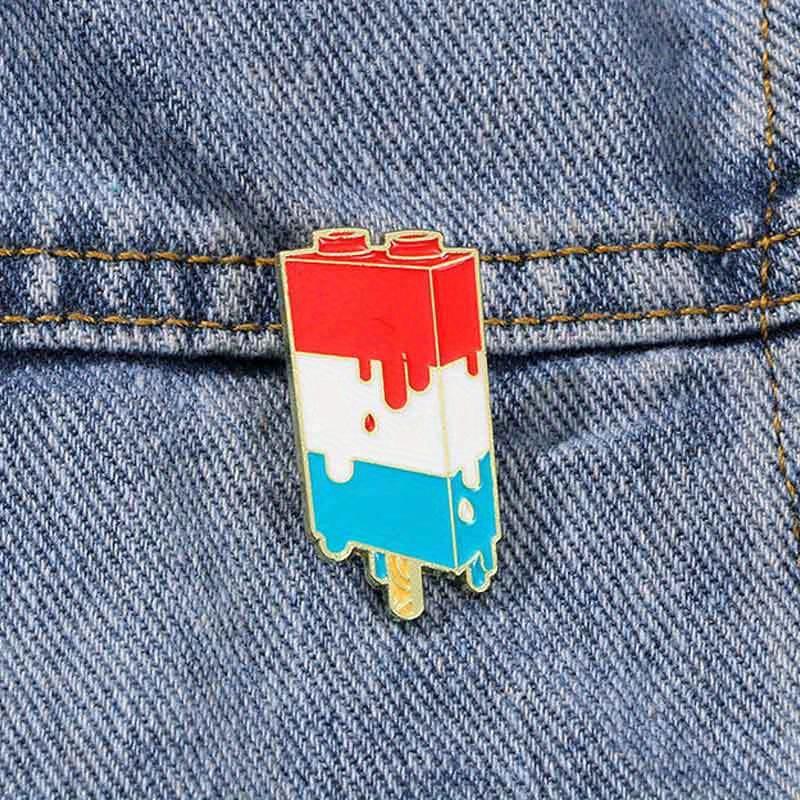 Милая трехцветная брошь-мороженое, летний значок-эскимо, аксессуары для одежды