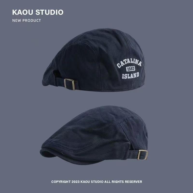 Трендовый ретро вышитый берет: Универсальная кепка газетчика с козырьком