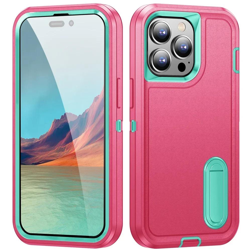 Чехол для iPhone 17 16 14 15 Plus 11 13 12 Pro Max 17Air 16e Ударопрочный Защитный от царапин с подставкой