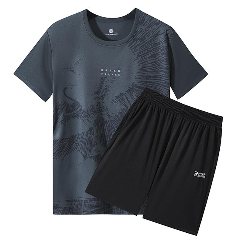 Унисекс Быстросохнущий Повседневный Летний Спортивный Костюм: Футболка с коротким рукавом и шорты для футбола и бега