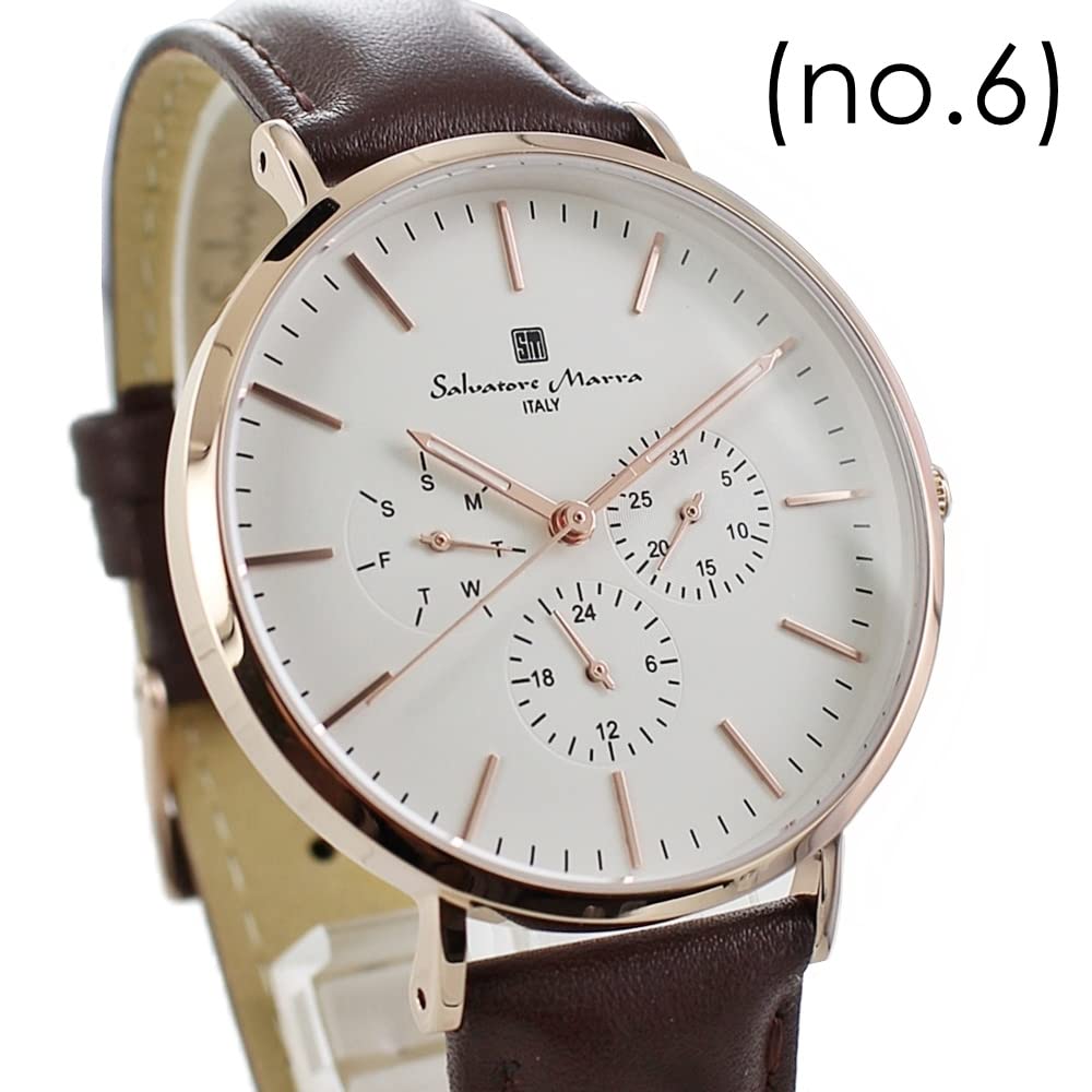 Часы Salvatore Marra Watch Кожаные часы Аналоговые Дата Календарь Выбор Серии SM22102 Часы x [Salvatore Marra] Мужские Женские [] (Белый коричневый)