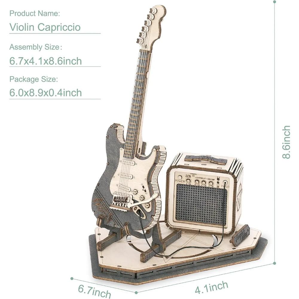Robotime ROKR Электрогитара 3D Деревянный Пазл для Детей Взрослых Сборка Креативные Игрушки Набор Строительных Блоков для Рождественских Подарков