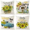 Linen Pillowcase Sunflower Printed Home Living Room Sofa Pillow Cushion Cover