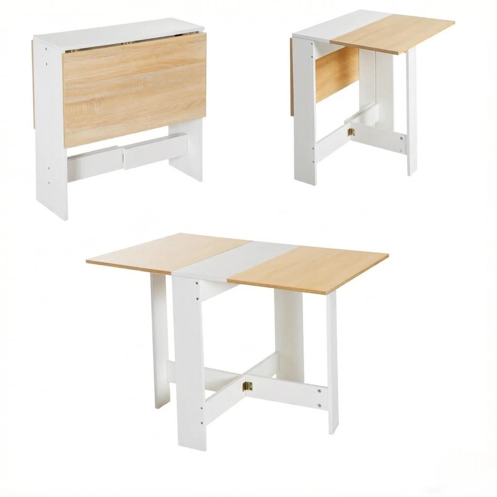 Folding Dining Table, Folding Coffee Table, Two-Tone Design Side Table (dining table only)