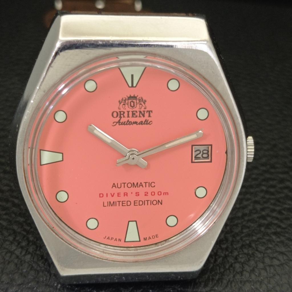 Orient AUTOMATIC 46943 JAPAN MENS VINTAGE PEACH COLOR DIAL WATCH A701820-5 R207-a701820