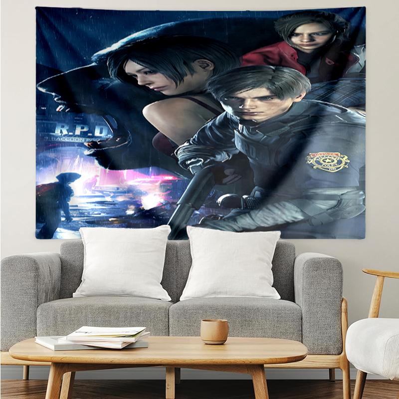 Resident-Evil Print Tapestry, Backdrop, Easy Setup, Ideal for Bedroom, Office & Living Room, with Aesthetic Wall Hanging Decor.