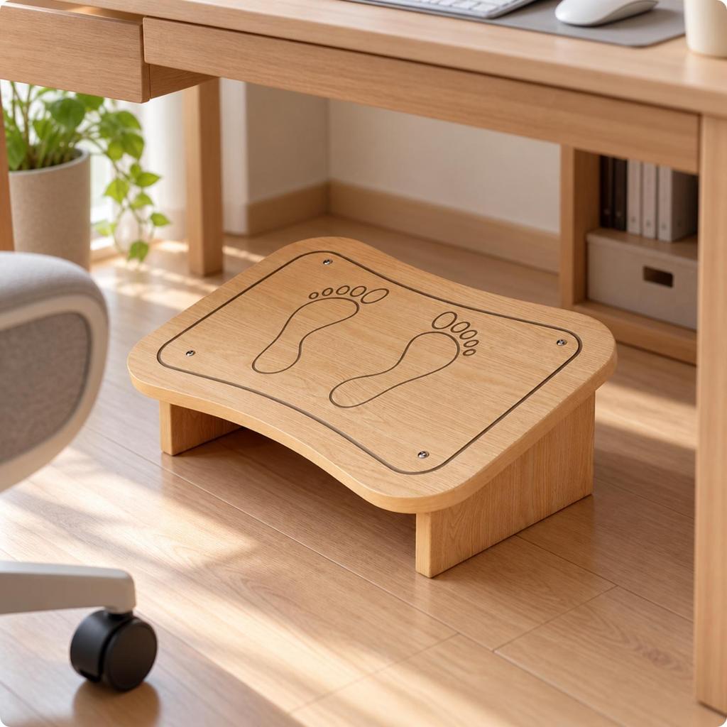Wooden Footrest Stool StrainRelieving with SpaceSaving Design Spinal Alignment Raised Foot
