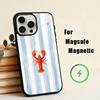 L-Lobster On S-Stripes Ocean  Phone Case For iPhone17,16,15,14,13,12,11 Plus,Pro Max Magnetic For Magsafe Wireless Charging