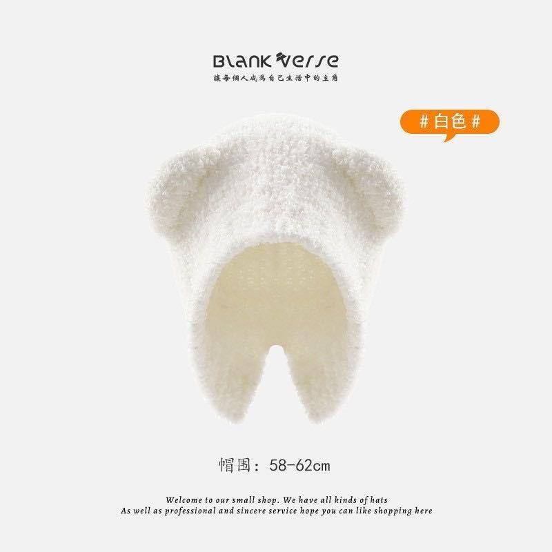 Зимняя теплая шапка с медвежьими ушками, новая плюшевая женская шапка, свободная модная шапка-пуловер, маленькая для лица