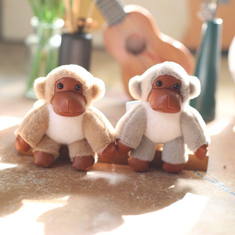 Adorable Plush Monkey Keychain Soft Stuffed Animal Doll Cuddly Keyring Accessory