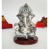 Ganpati Idol with Silver Antique Finish | Ganesha Murti for Home Decor | Ganesh Statue for Car Dashboard | Ganpati Ji Murti for Puja |