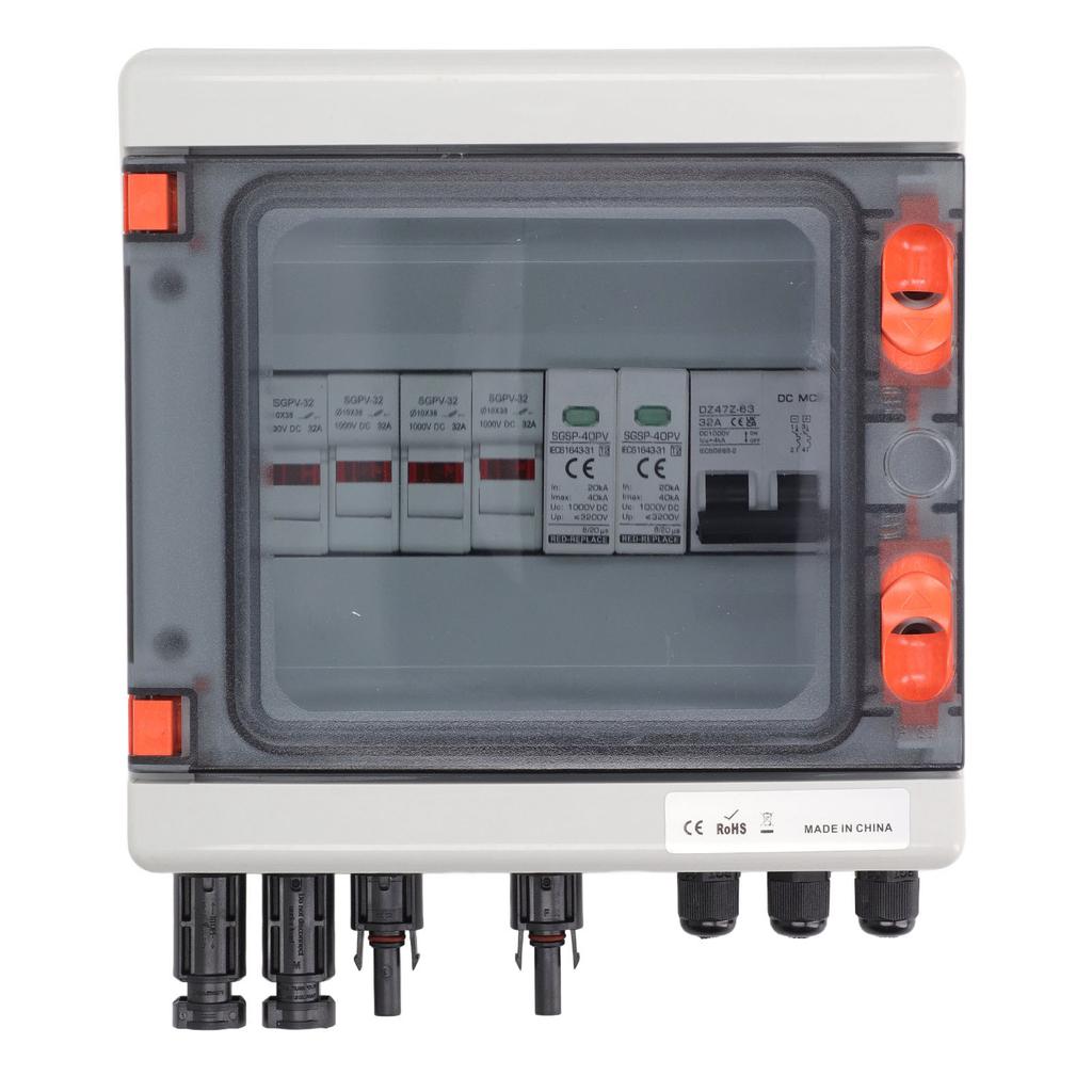 4-рядный 15A солнечный PV распределительный щиток с предохранителем 2 в 2 выхода молниезащита PV распределительный щит DC1