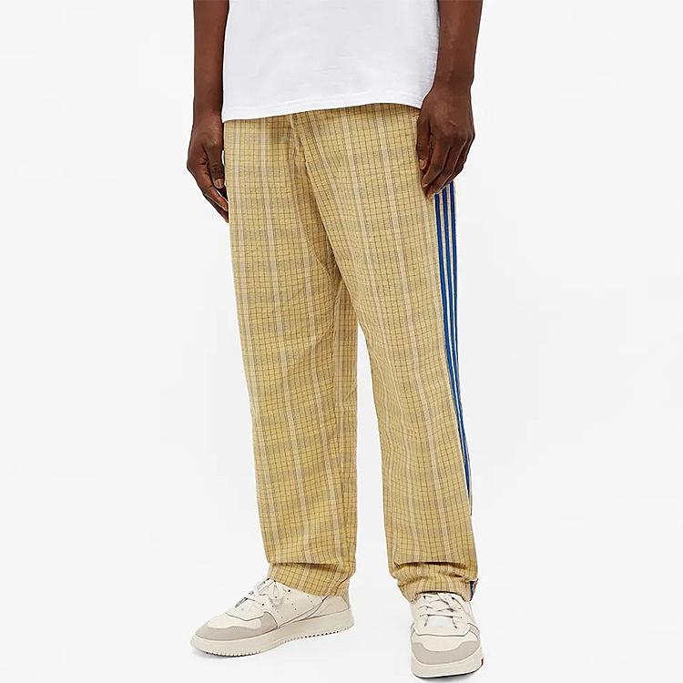 adidas Originals Mw Tp Контрастные Цвета Клетчатые Прямые Свободные Спортивные Брюки Бежевые Мужские GN3797
