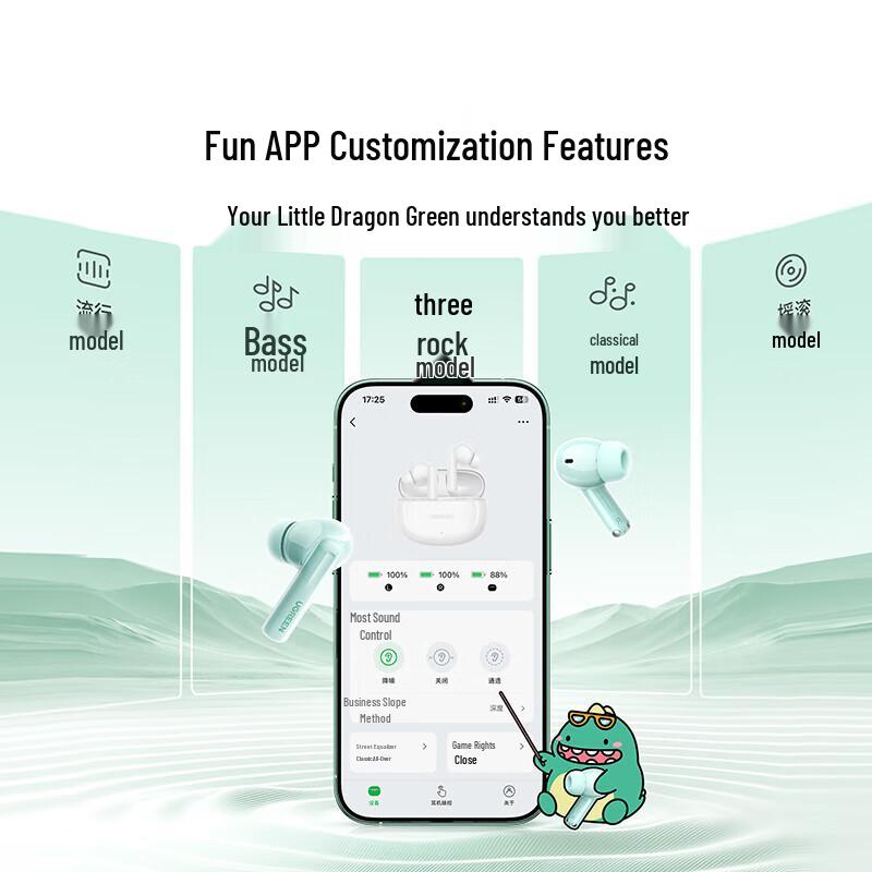 Ugreen Наушники HiTune T6s Little Dragon Green Edition с ANC