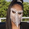 Fashion New Rhinestone Full Face Mask Christmas Prom Party Tassel Mask Accessories