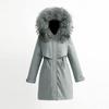 Women Fall Winter Jacket Coat Parka Thicken Cotton Liner Medium Long Hooded Fur Collar Adjustable Waist Solid Color M-6XL