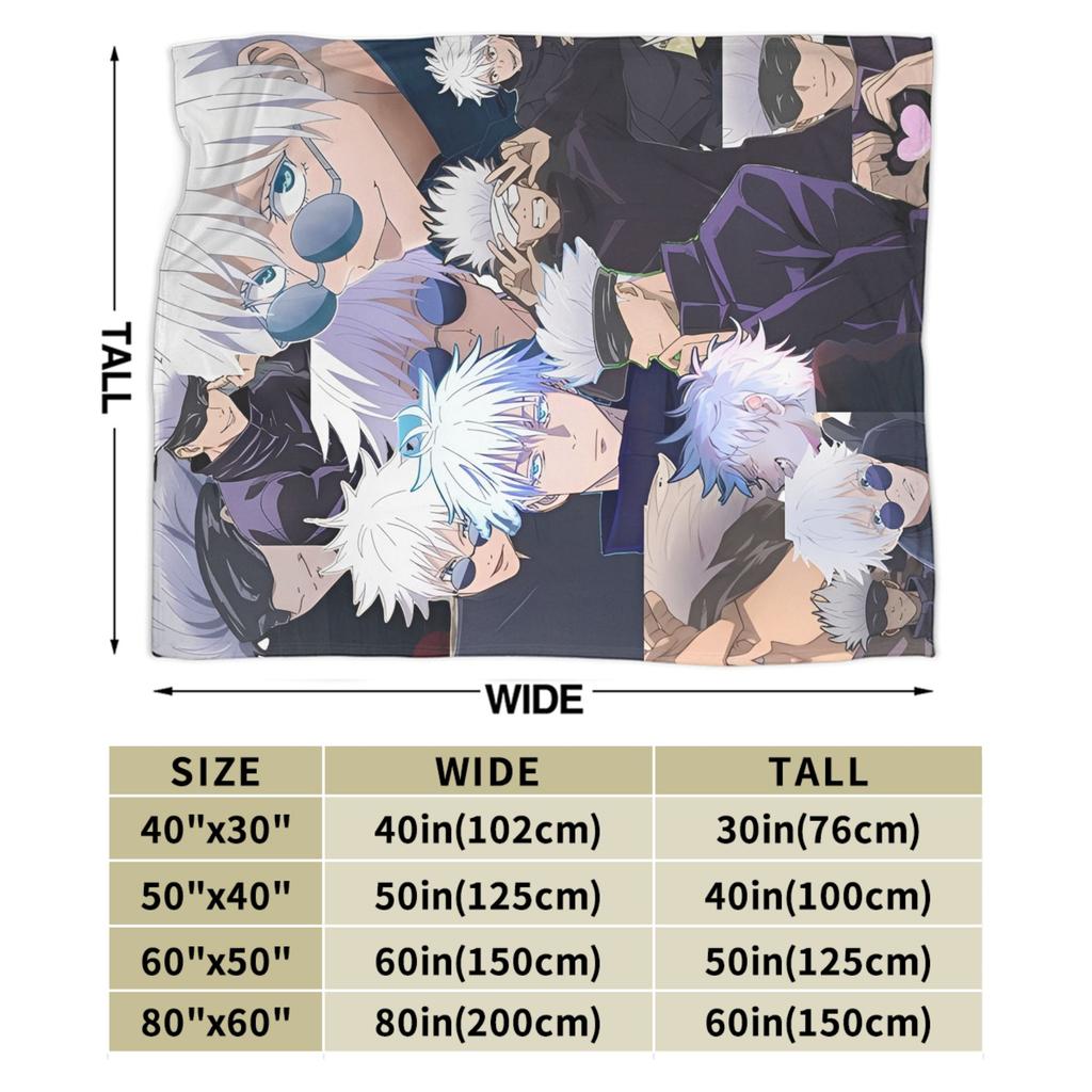 Jujutsu Kaisen Годжо Сатору Фланелевые Пледы Аниме Крутые для Покрывал Вязаный Плед Путешествия Легкий Многофункциональный