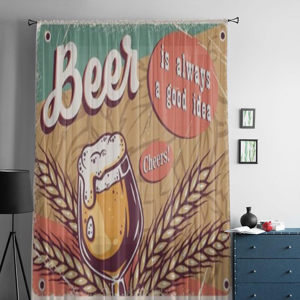 Ретро-постер Кружка для пива Craft Lager с пенопластом Шифоновые прозрачные шторы для гостиной, спальни, занавески на окна, вуали, тюль, занавески