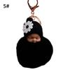 VANA Shop Cute Sleeping Baby Fluffy Pompom Plush Doll Hanging Pendant Key Ring Keychain