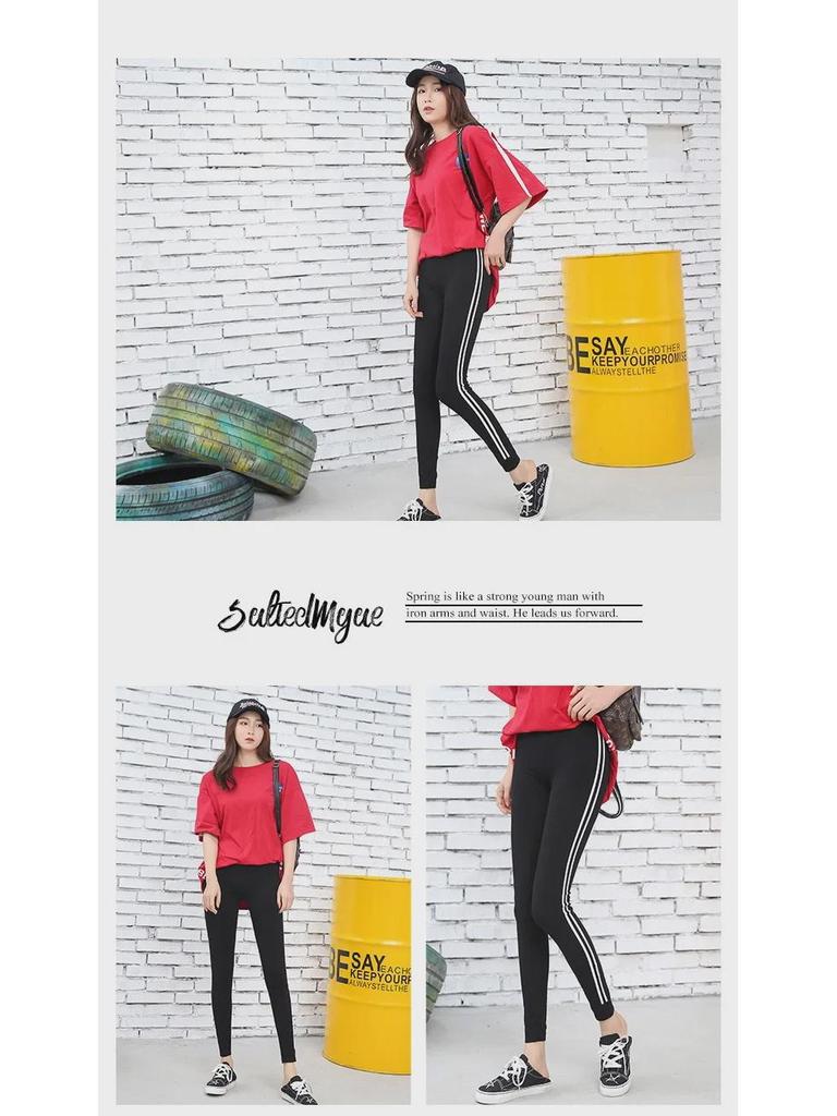 2023 корейские леггинсы с высокой талией и белым краем - женские облегающие спортивные брюки из модала с девятью точками