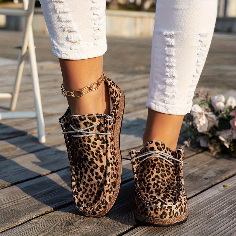 Женские кроссовки с леопардовым принтом - Легкая обувь на шнуровке с амортизирующей подошвой из полиуретана, Повседневная обувь для женщин, Модная обувь на все сезоны