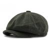 British Retro Woolen Newsboy Cap for Men Women Vintage Octagonal Hat Herringbone Baker Boy Hat Casual Flat Beret Cabbie Cap Peaky Blinders Style