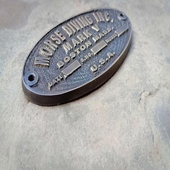 Morse Diving Inc Mark V Divers Helmet Nameplate Badge Replica Vintage Solid Brass Beautiful Nameplate