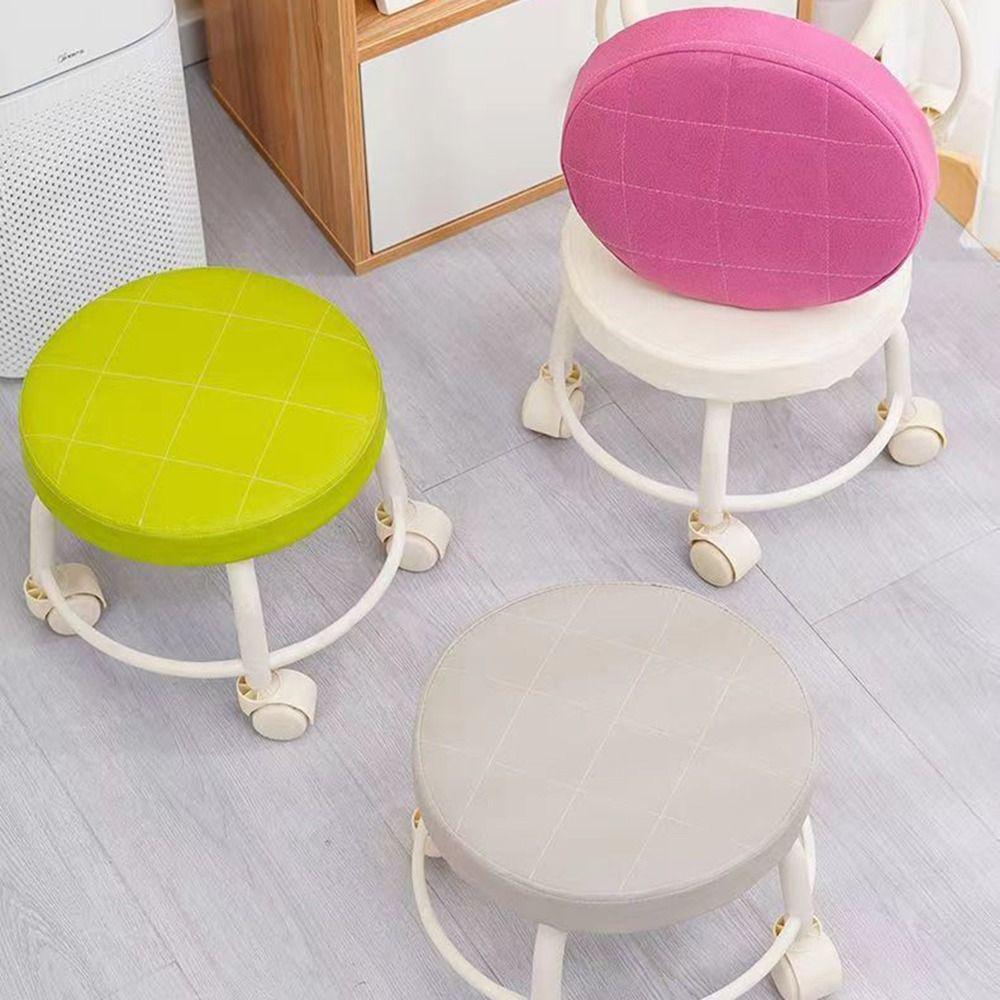 Waterproof Round Stool With Wheels 360 Degree Rotating Rolling Pulley Chair Fitness