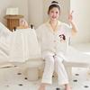 LangSha Girls' Lightweight Ice Silk Three-Piece Pajama Set