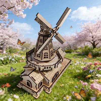 Ветряная мельница 3D Деревянная головоломка Миниатюрный набор Сделай сам Креативный подарок Декор для дома Предмет обихода Уникальный подарок