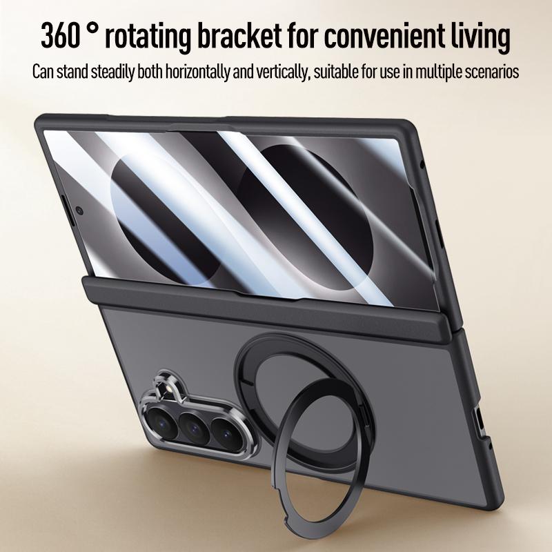 Матовый Frosted чехол для Samsung Galaxy Z Fold8 Ultra/Fold 8 Ultra/360 Вращающийся магнитный держатель Ремешок для руки Со стеклянной защитой экрана