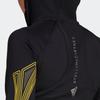 Adidas Стелла Маккартни TP LS CR. Полосатая деталь с логотипом и принтом с капюшоном Женская куртка черная HI6055