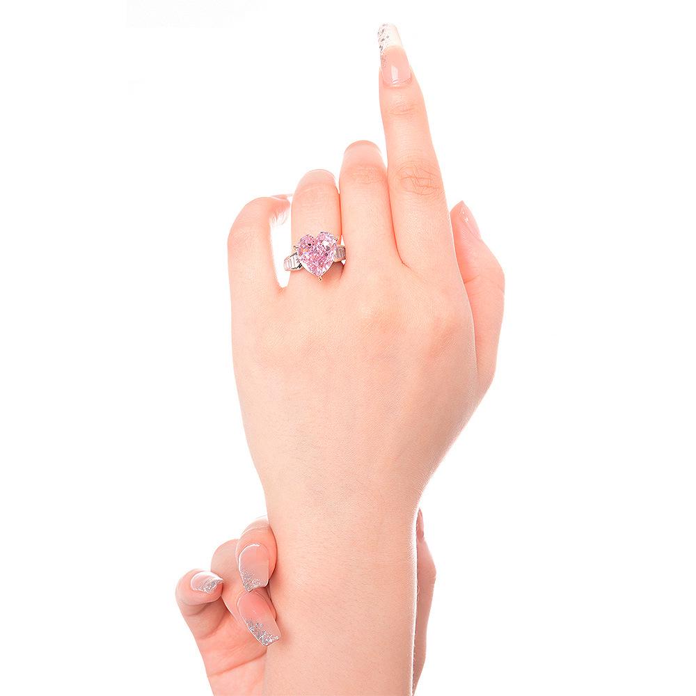 Ювелирное изделие Xiancan 2023 Кольцо с розовым бриллиантом в форме сердца, серебро 925 пробы с высоким содержанием углерода, простое модное кольцо.