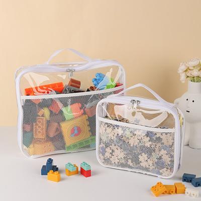 Сумка для хранения игрушек-блоков большой вместимости, прозрачная на молнии, сумки-органайзеры для пазлов, косметичка-органайзер