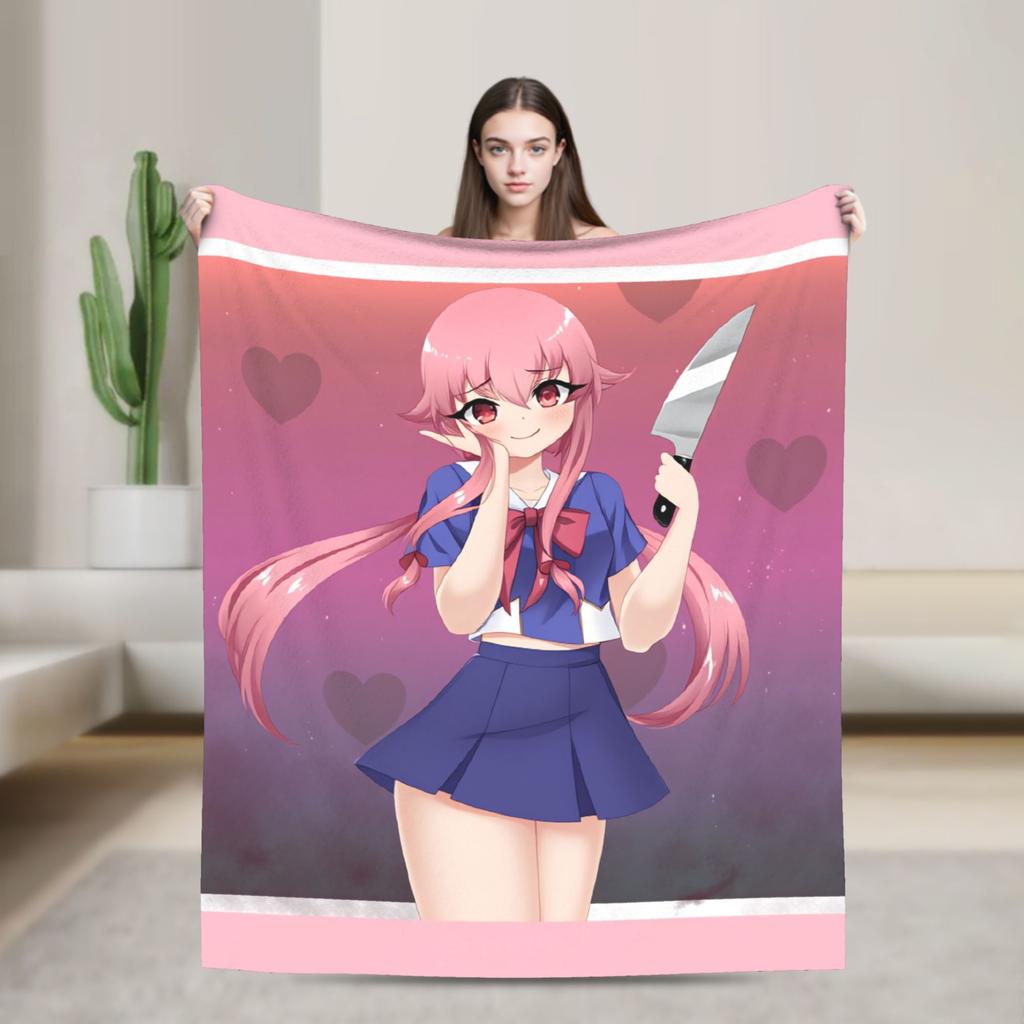 Super Warm Blanket Camping Mirai Nikki Number Twelve Throw Blanket Flannel Bedspread Living Room Street Trend Sofa Bed Cover