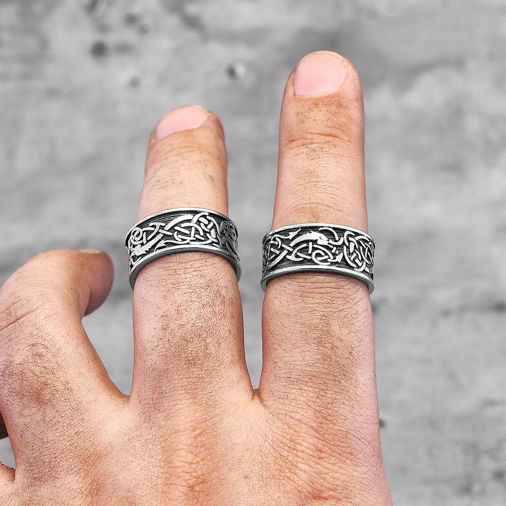 Винтажные китайские тотемные кольца дракона из нержавеющей стали для мужчин в стиле панк для парней-байкеров, креативные ювелирные изделия, подарок