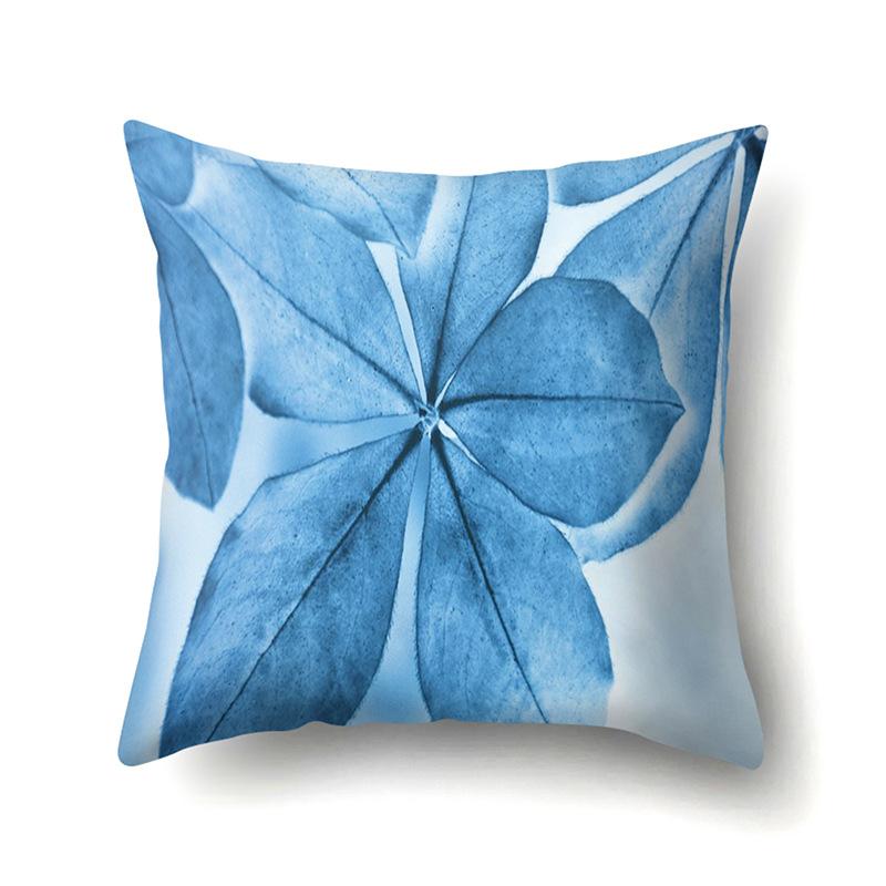 Polyester Pillowcase Ins Style Plant Flowers Nordic Printed Peach Leather Velvet Cushion Cover Sofa Waist Cushion Cover
