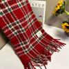 Women's Red Plaid Soft Imitation Cashmere Scarf - Thick & Warm for Autumn/Winter