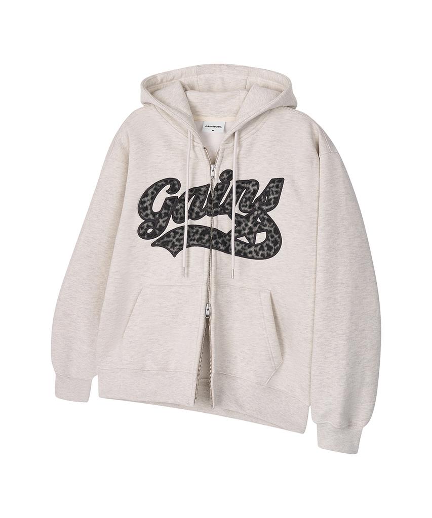 Толстовка с молнией Gainsboro Applique Star Logo, версия с леопардовым принтом, Овсяный/Леопардовый принт