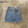 RogueWave Y2K Ретро Полный Ассортимент Шорт Женские Свободные Джинсовые Харадзюку Хип-хоп Узор Мужские Новые Готические Повседневные Модные Шорты Уличная Одежда
