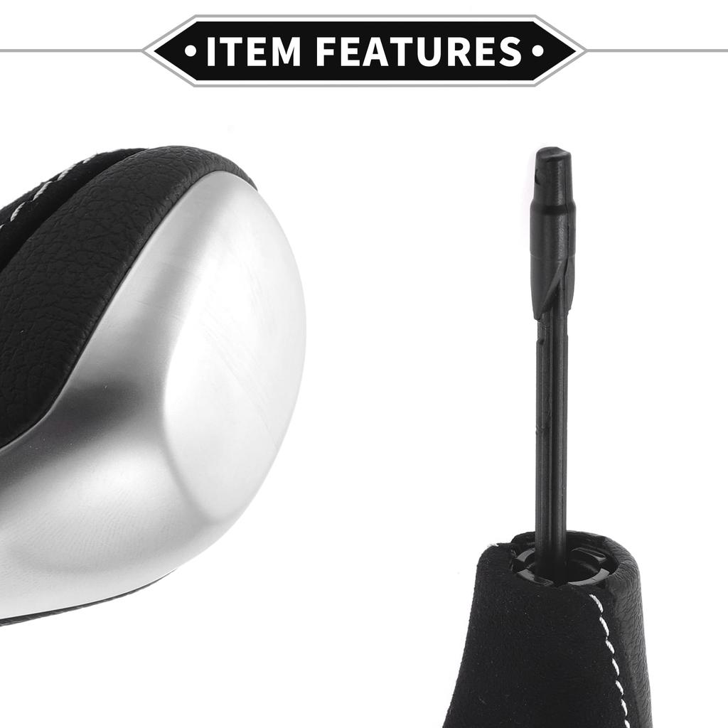 VekAuto Automatic Gear Shift Knob for BMW 3 Series E46 1998-2006, Durable Plastic and Faux Leather, Black and White, Gearbox Stick Shift Lever Knob.