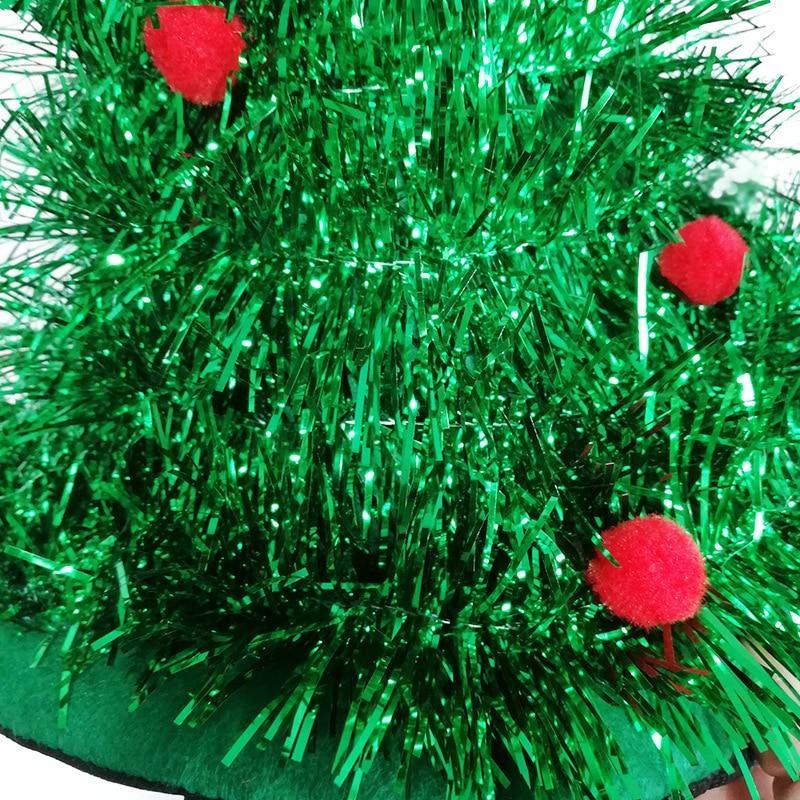 Tinsel Christmas Tree Hat Headband Christmas Party Santa Claus Flower Dress Clothing Hat Holiday Atmosphere Decoration Headwear